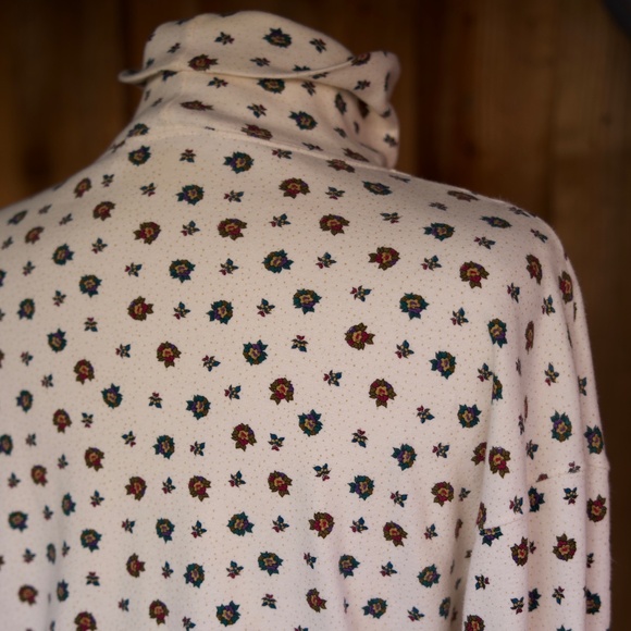Vintage 90's Woolrich Woman 100% Cotton Winter Floral Turtleneck Long Sleeve M - Picture 12 of 14